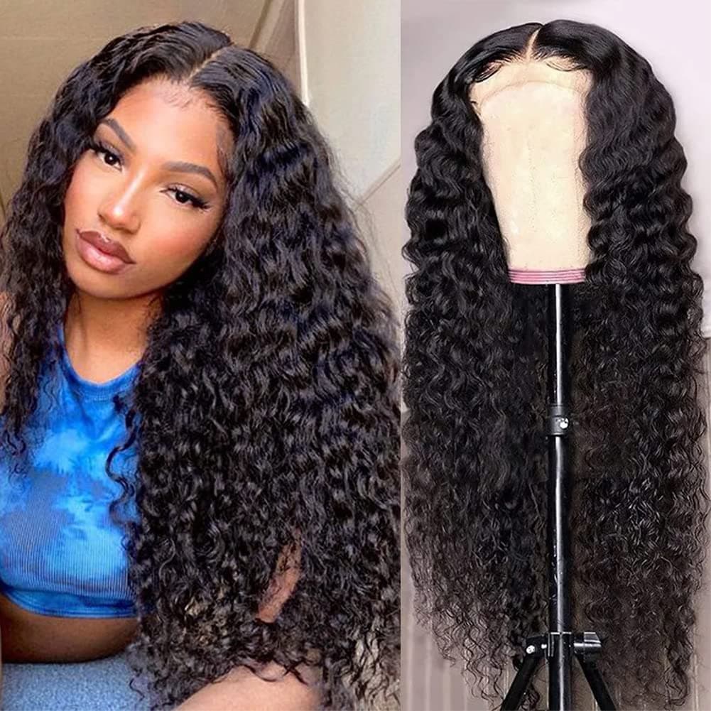 Pizazz 5x5 HD Transparent Lace Closure Human Hair Wigs For Women 180% Density Glueless Brazilian Deep Wave Lace Front Wigs Human Hair With Baby Hair(18 Inch (Pack of 1), 5x5 Lace closure wig)
