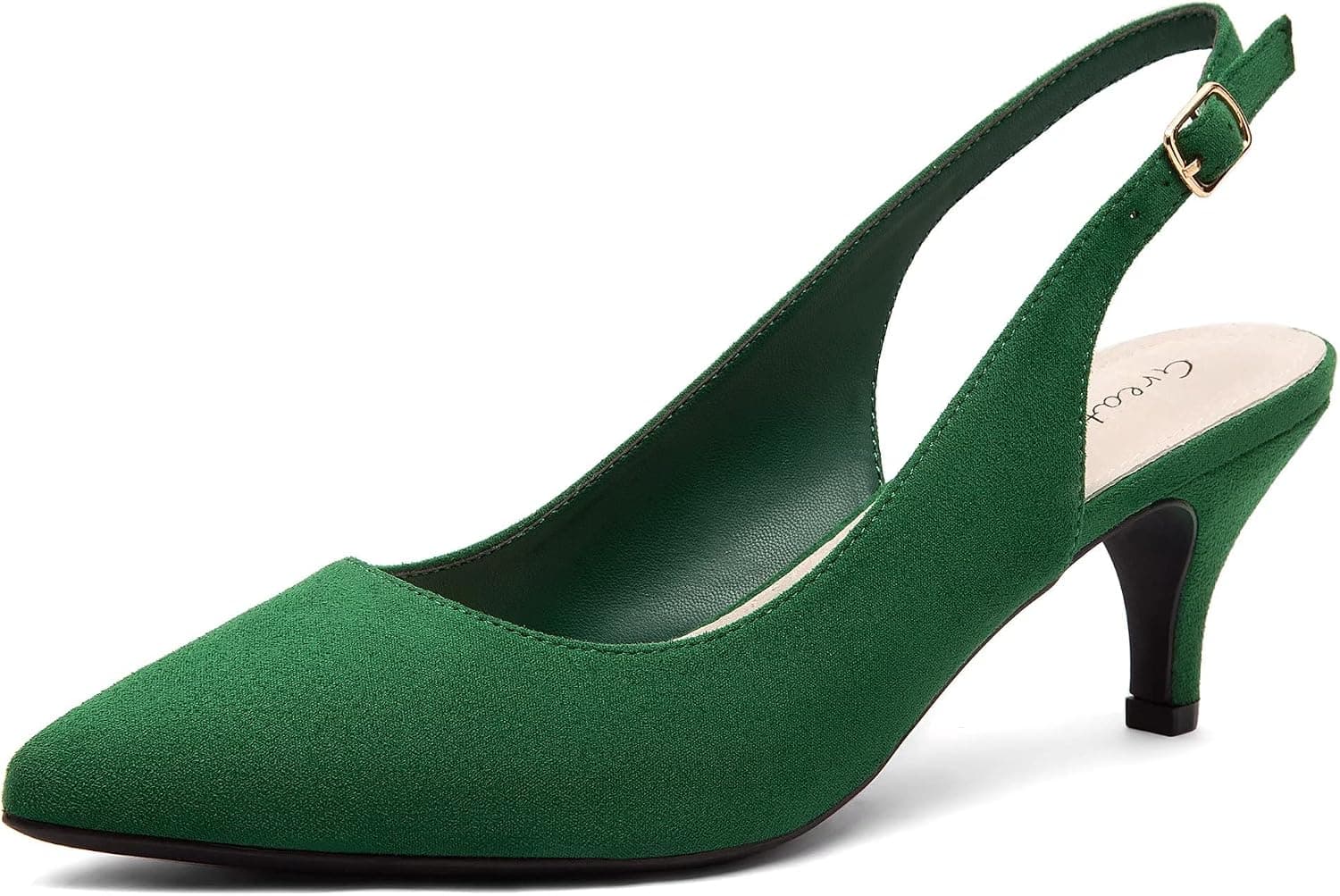 Greatonu Women's Slingback Kitten Heel Pointed Toe Dress Pumps Shoes