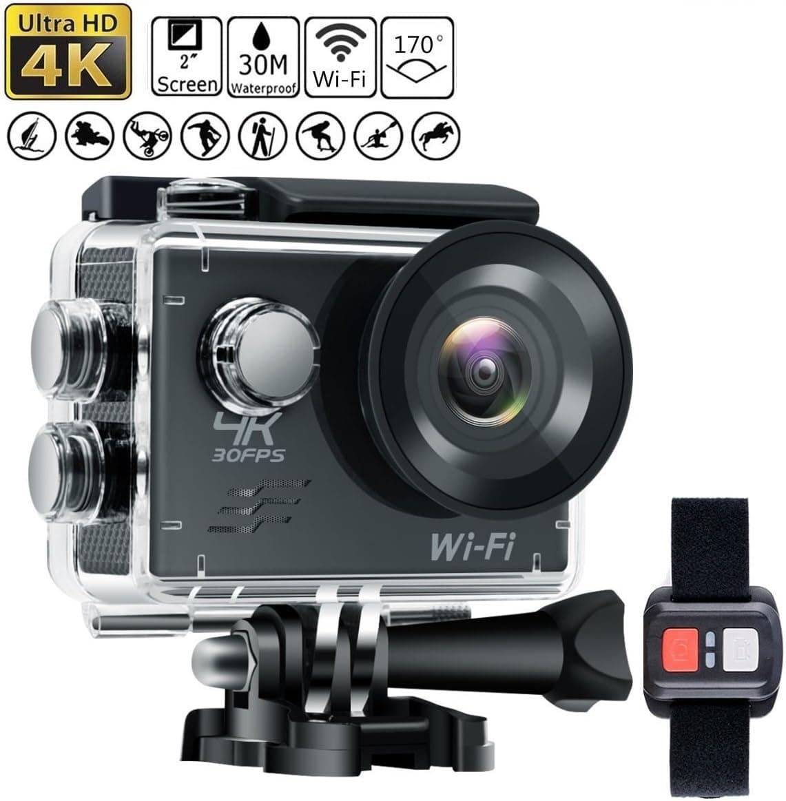 Legazone® Action Camera Diving 30M 2" LCD 12MP 1080P Full HD 170°Wide Angle Lens Waterproof Camera Underwater Sport FPV Bike Camera Sport DV Mini DV with Remote Control
