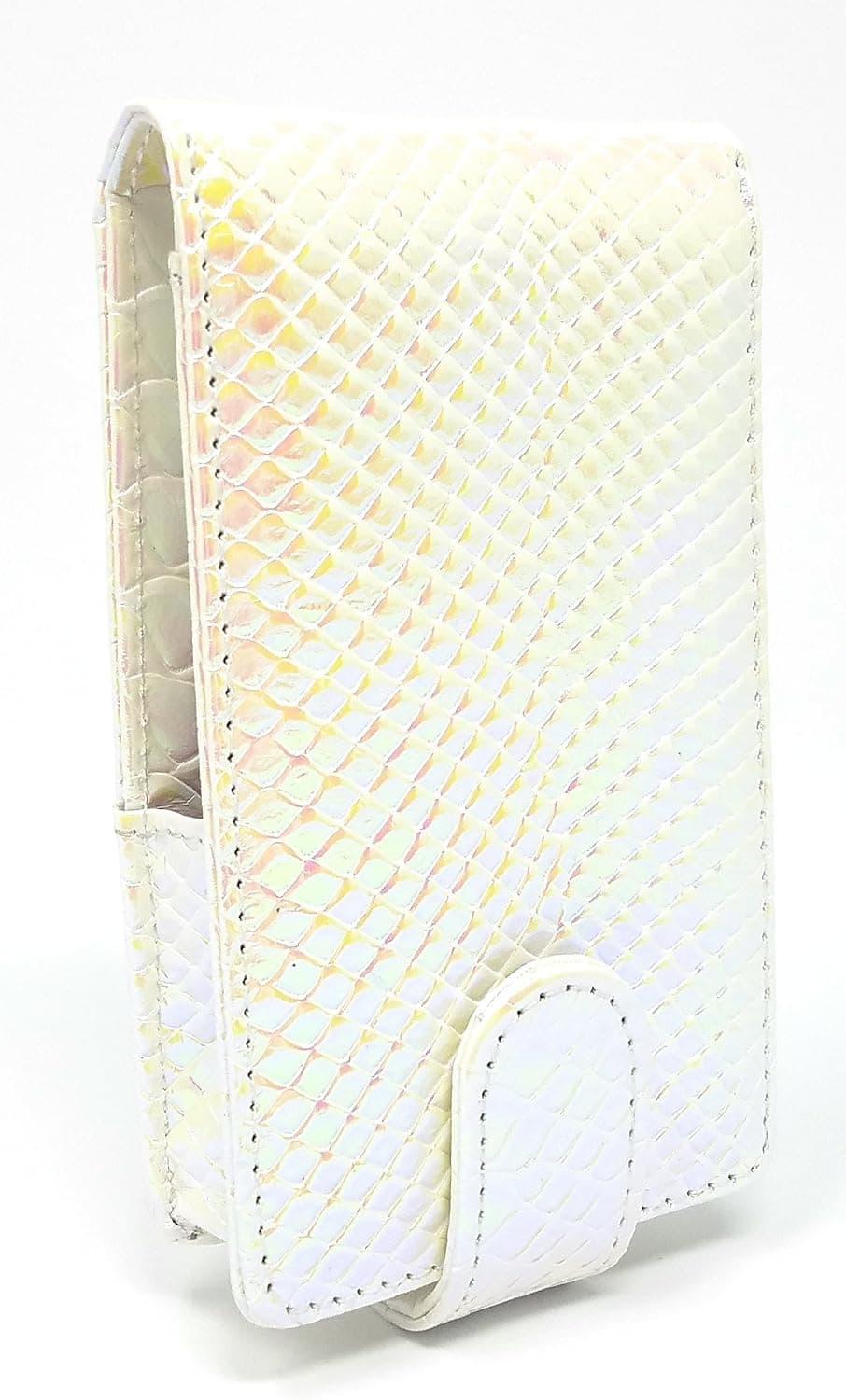 Mother of Pearl Makeup Lipstick Case with Mirror for Purse by CariWare | Cosmetic Pouch with Mirror & Card Slot - Fits LipSense Gloss Glossy and Most Popular Brands of Liquid Long Lipstick