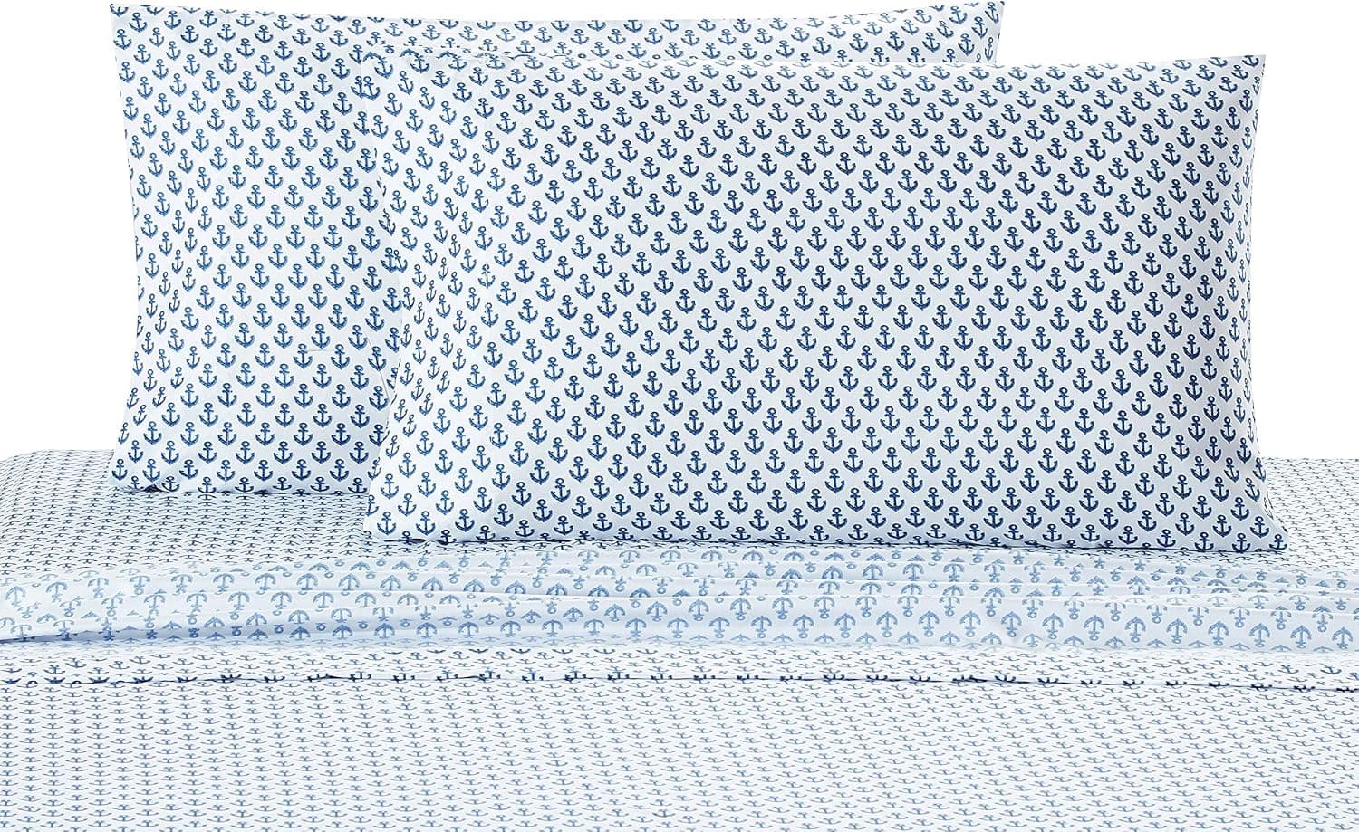 Seaside Resort Beach Themed Sheet Set, Twin, Anchors