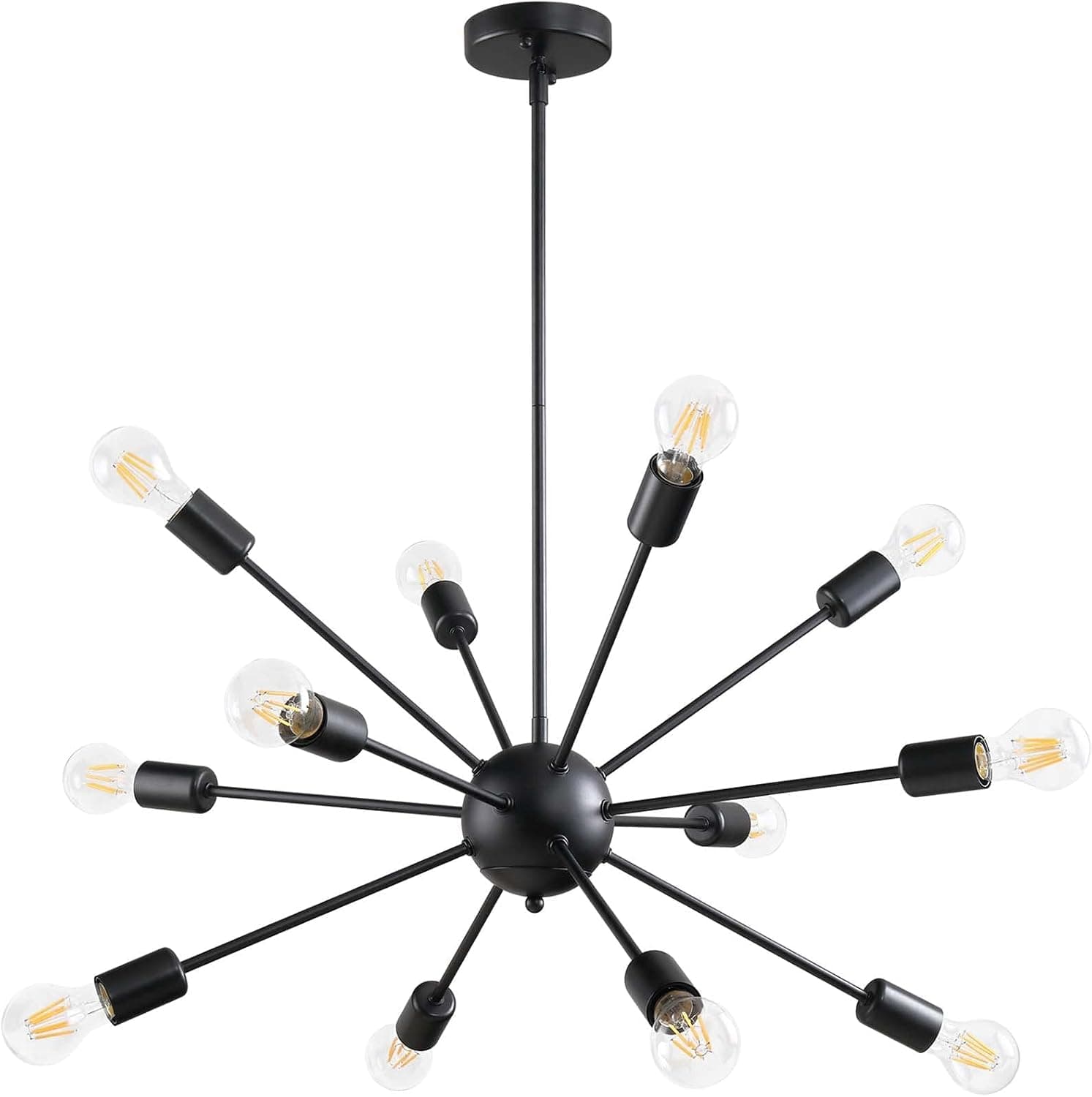 Sputnik Chandeliers 12 Light Modern Pendant Light Fixture Black Farmhouse Chandelier for Living Room Kitchen Dining Room Bedroom Foyer