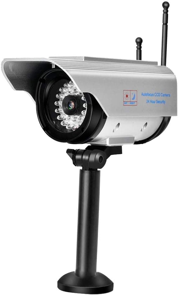 Fake Camera, Solar Power LED Dummy Camera Outdoor Security Surveillance Camera, Simulated Video Camera Indoor Outdoor Surveillance Camera