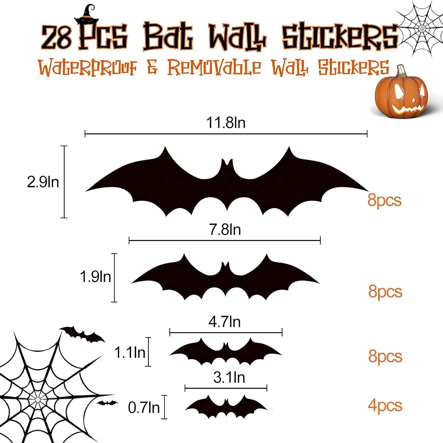 Halloween Boo Sign+3D Bat Decorations,31Pcs 3D Bats Sticker + LED Boo Sign for Halloween Indoor Outdoor Decoration Party Supplies