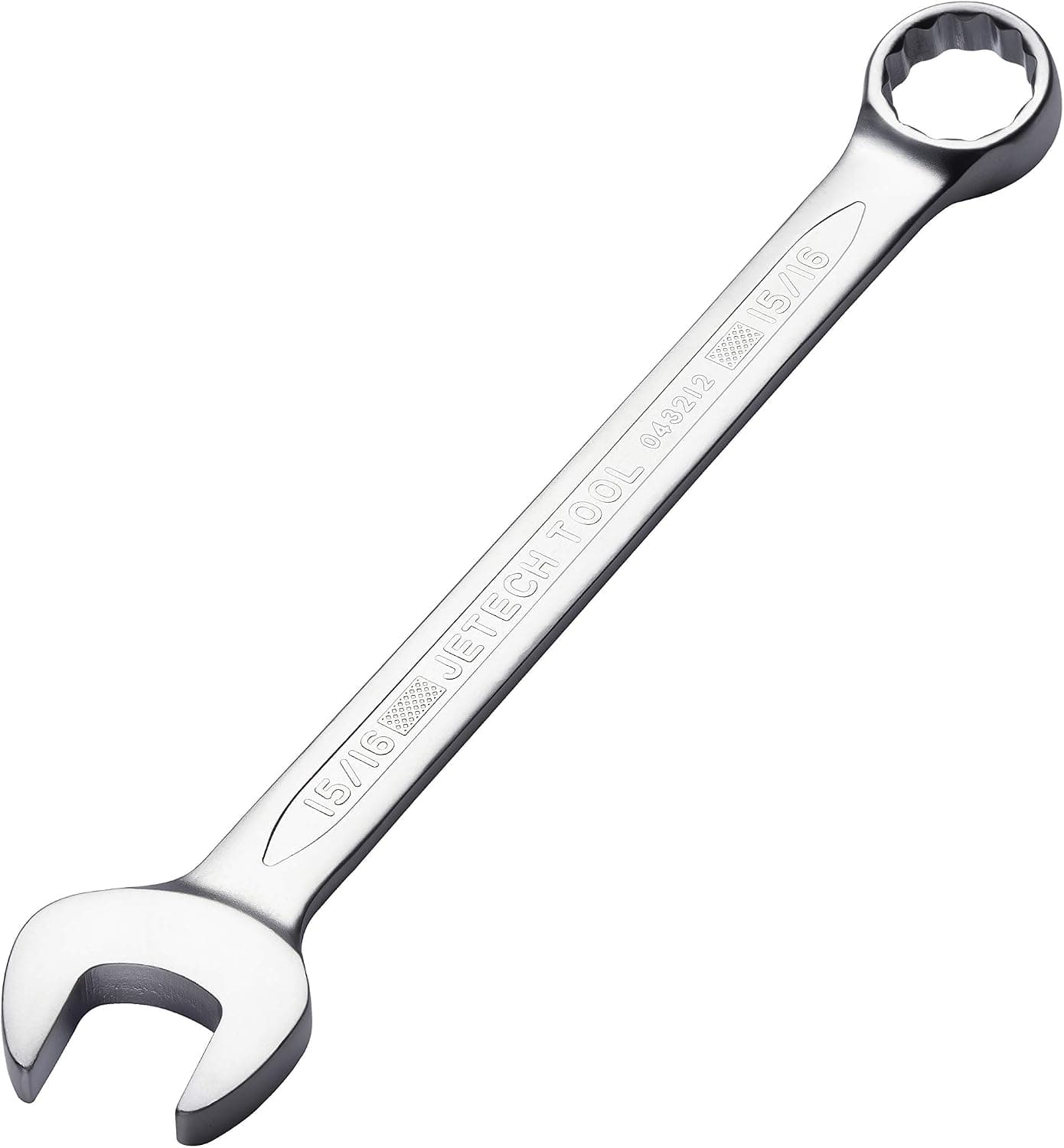 Jetech 15/16 Inch Combination Wrench - Industrial Grade Spanner with 12-Point Design, 15-Degree Offset, Made with Durable Chrome Vanadium Steel in Sand Blasted Finish, Forged, Heat-Treated, SAE
