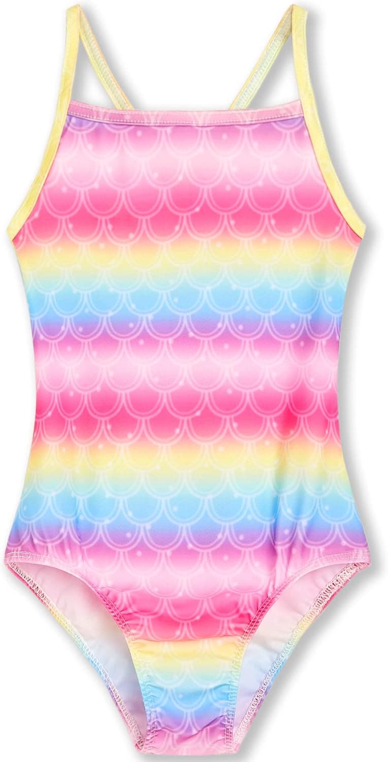 Nokecina Girls Swimsuits One-Piece Bathing Suits Multicolor Kids Sport Summer Beach Swimwear for 2-10 Years Old