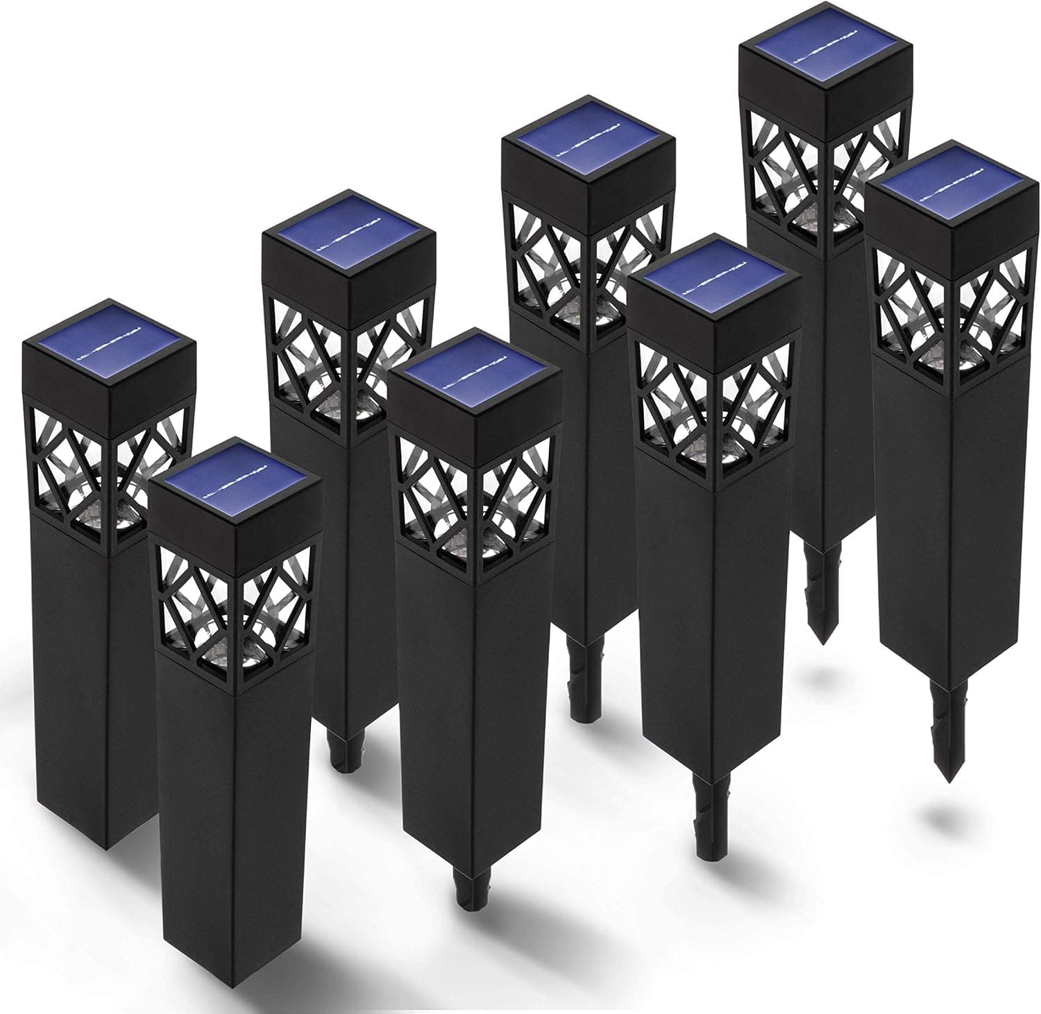 Home Zone Security 8 Pack Solar Outdoor Pathway LED Lights, Charging by Sunlight, Sensor Trigger Light at Night, No Wiring Require, Mount Anywhere for Walkway Yard Backyard Lawn Landscape Decorative