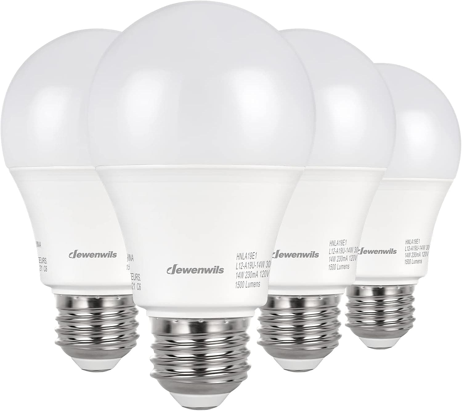 DEWENWILS 4-Pack LED Light Bulb, 100W Equivalent LED Bulbs, 1500LM 5000K Daylight Led Light Bulbs, Energy Saving 14W, E26 Medium Screw Base, Non Dimmable, UL Listed