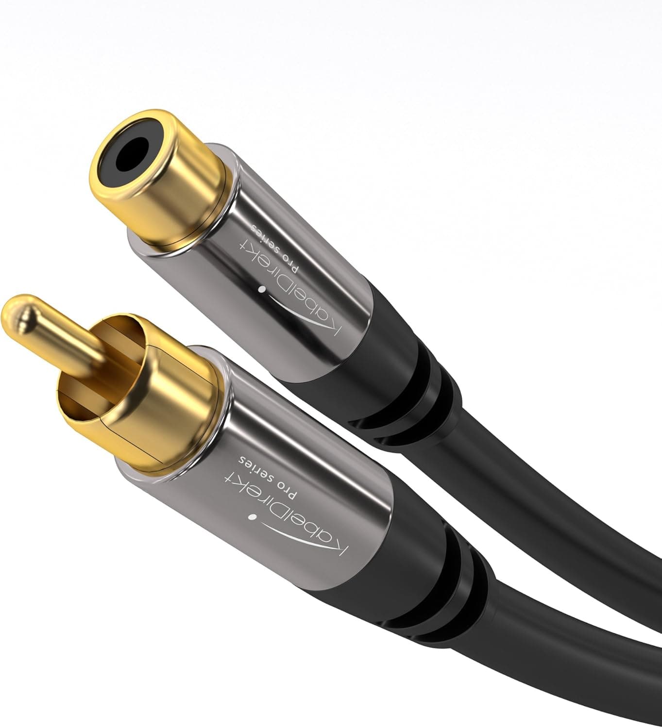 KabelDirekt – RCA/Phono Extension Lead Cable – 6ft Short – Audio/Digital/Video (Coax Cable, RCA/Phono Male to Female, for subs/amps/Hi-Fis, Analog/Digital Audio or Composite Video, 75 ohm, Black)