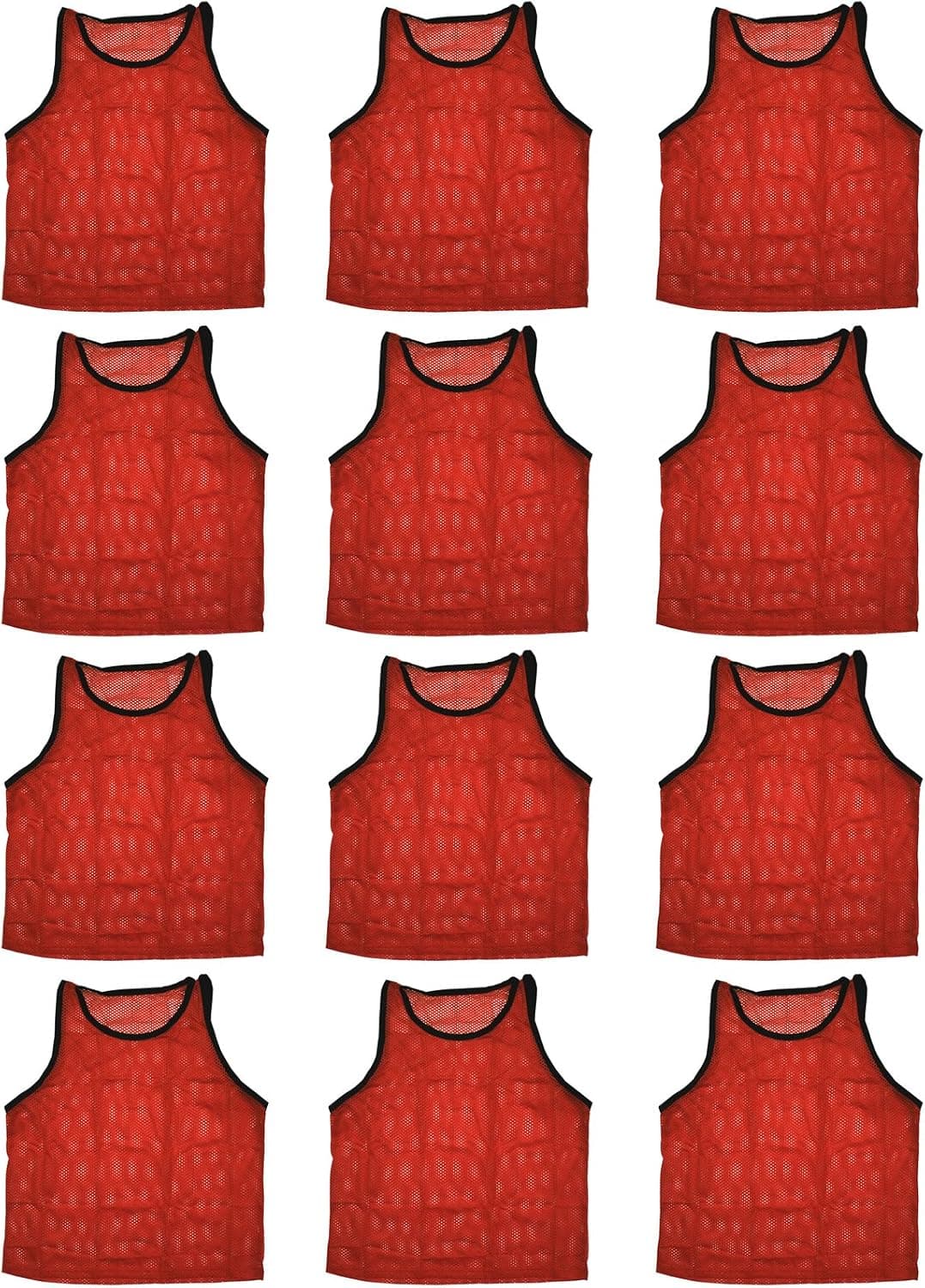 Bluedot Trading Youth Sports Pinnies Scrimmage Training Vests (12-Pack), Red