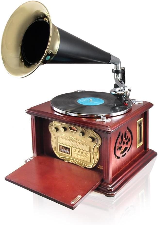 Pyle PUNP32BT Vintage Retro Classic Style Bluetooth Turntable Phonograph Speaker Sound System