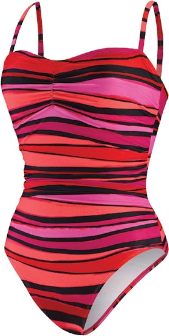 Speedo Women's Active Woodblock Stripe Keyhole One-Piece Swimsuit