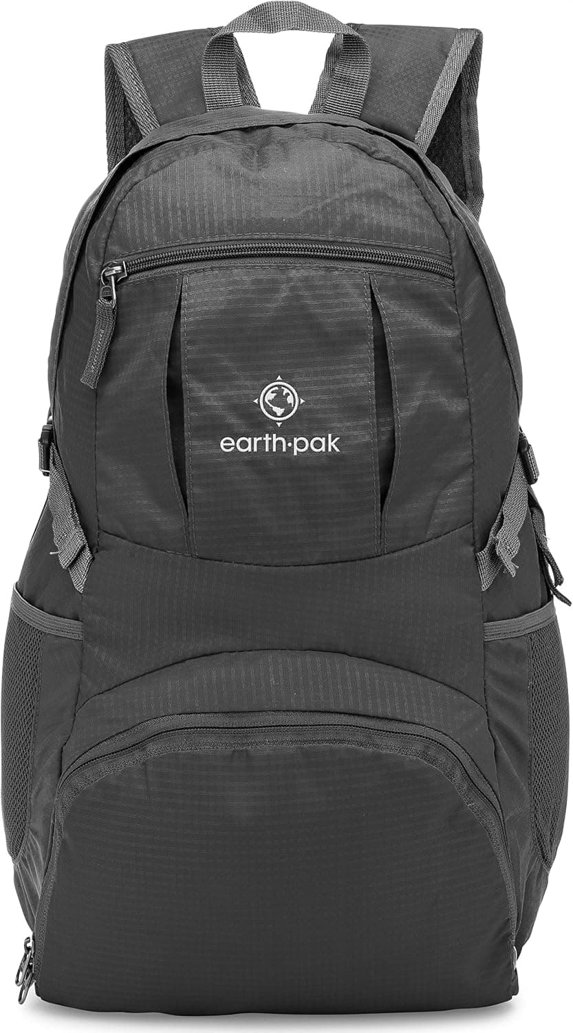 Earth Pak Backpack - Foldable Day Pack for All Your Daily Activities from School to Travel, Camping, Hiking - Carry On Backpack for Men, Women - Holds Durable, Lightweight