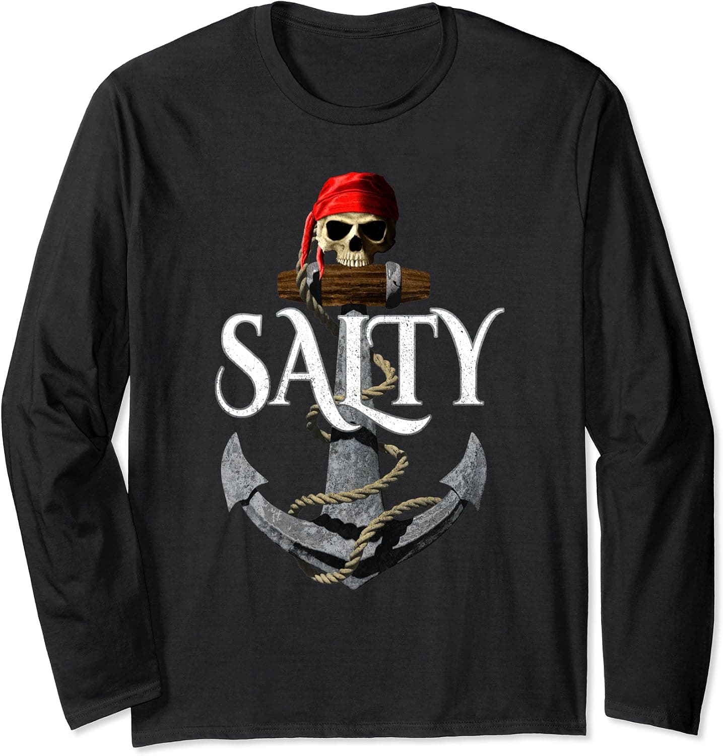 Salty Nautical Pirate Anchor Long Sleeve T-Shirt