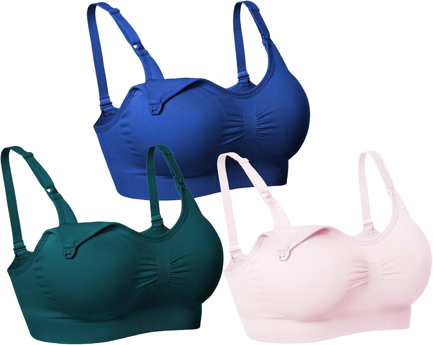 Sayceli Women's Comfort Seamless Wirefree Bra, Beauty Back Full Coverage Effects Smoothing Underwire Color BE+GN+P 3Pack Size XL