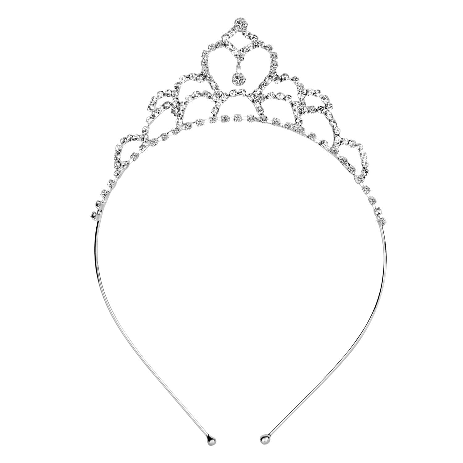 OUFO Crystal Tiara for Girls Sliver Heart Shaped Rhinestone Crowns Royal Hair Jewelry Decor Vintage Tiaras Princess Headband Wedding Birthday