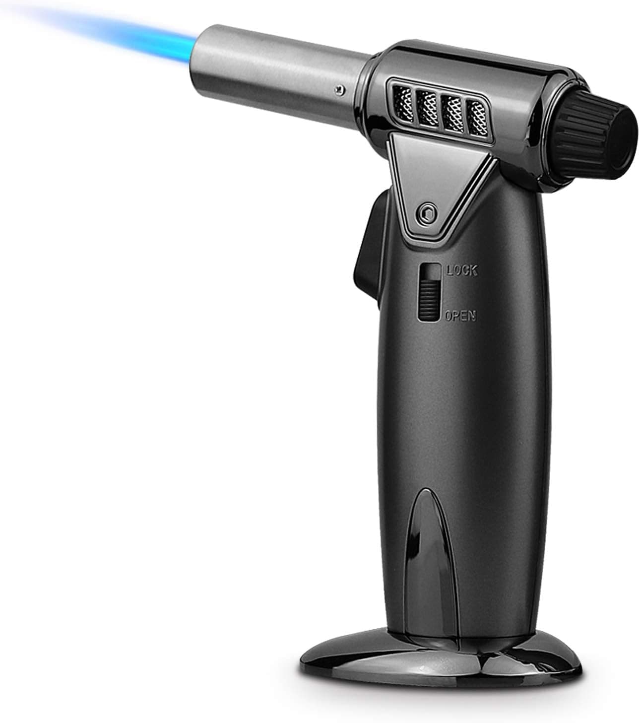 Blow Butane Torch, Kitchen Culinary Torch Lighter Refillable With Safety Lock Adjustable Jet Flame for Cooking, Creme Brulee, BBQ, Baking, DIY Soldering.(Butane Gas Not Included)