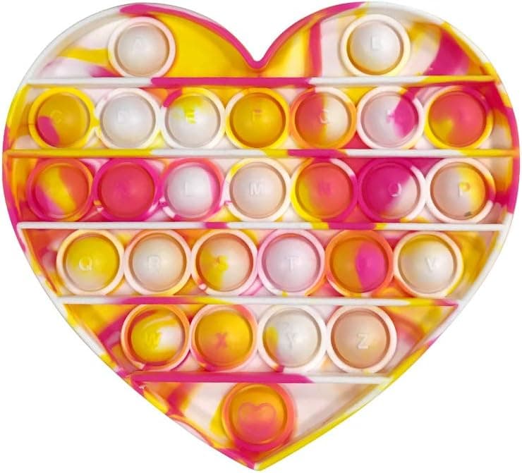 Chrisfishy Push pop pop Bubble Sensory Fidget Toy, Squeeze Sensory Toy,Silicone Stress Reliever Toy for Kids (Pink Camo Heart)