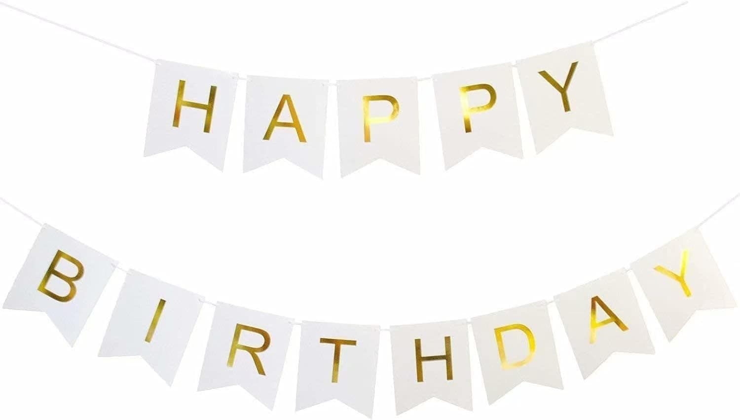 Gold Happy Birthday Banner for Boy Girl Birthday Party Decorations