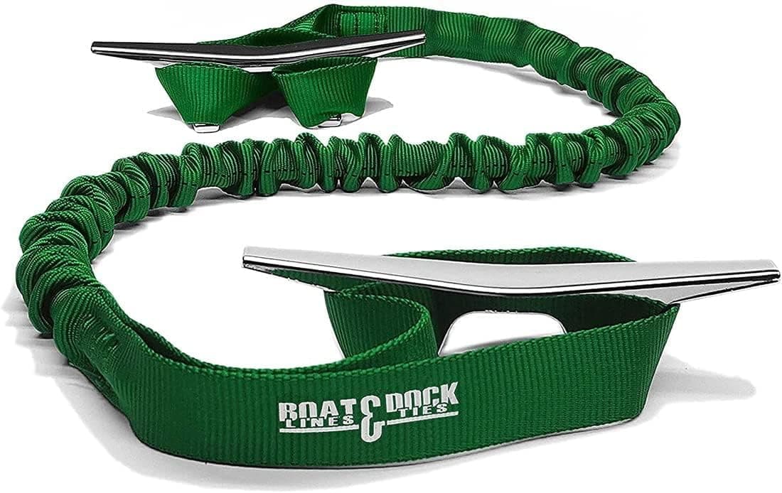 Boat Lines & Dock Ties Boat Dock Tie Bungee Cord, Double 9-Inch Loop Ends, Made in USA, Pack of 2 (Green, 36 inch)