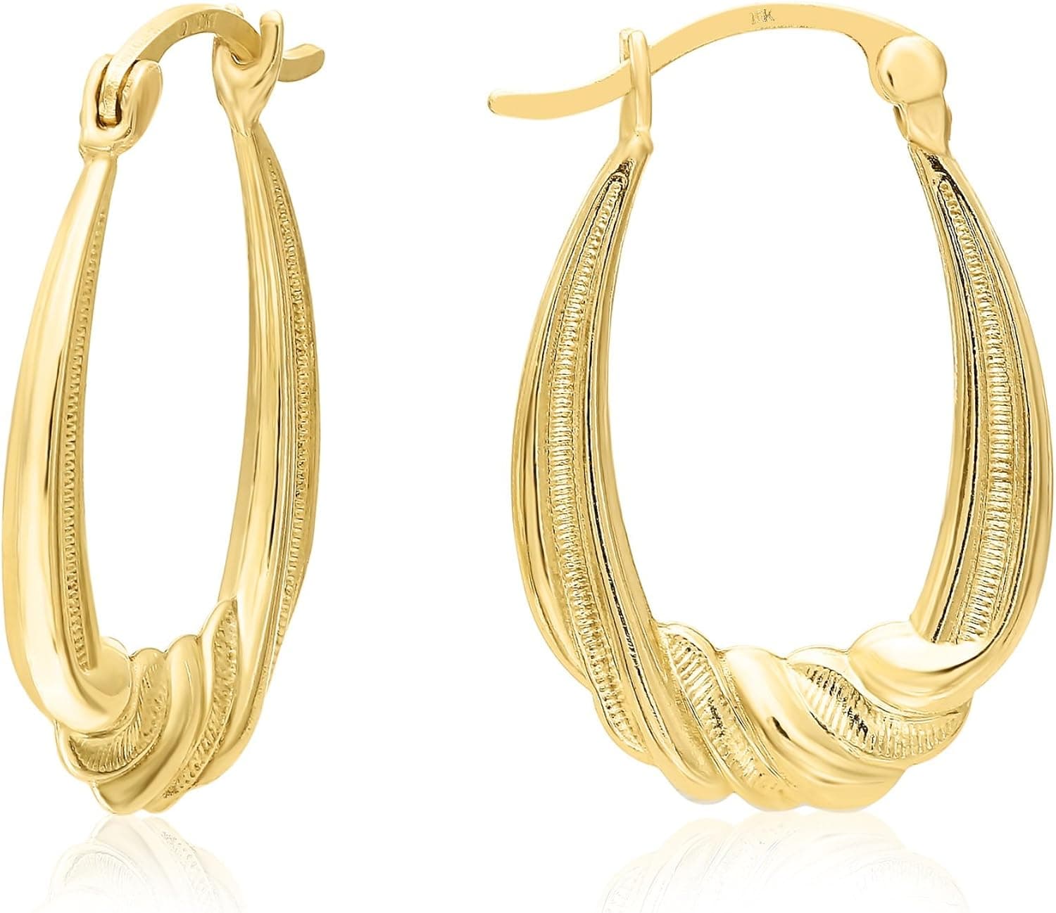 MCS Jewelry 14K Yellow Gold Swirled Hoop Earrings