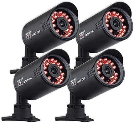 Night Owl Security CAM-4PK-650 650 TVL Security Bullet Camera with 50' of Night Vision, 4-Pack (Black)