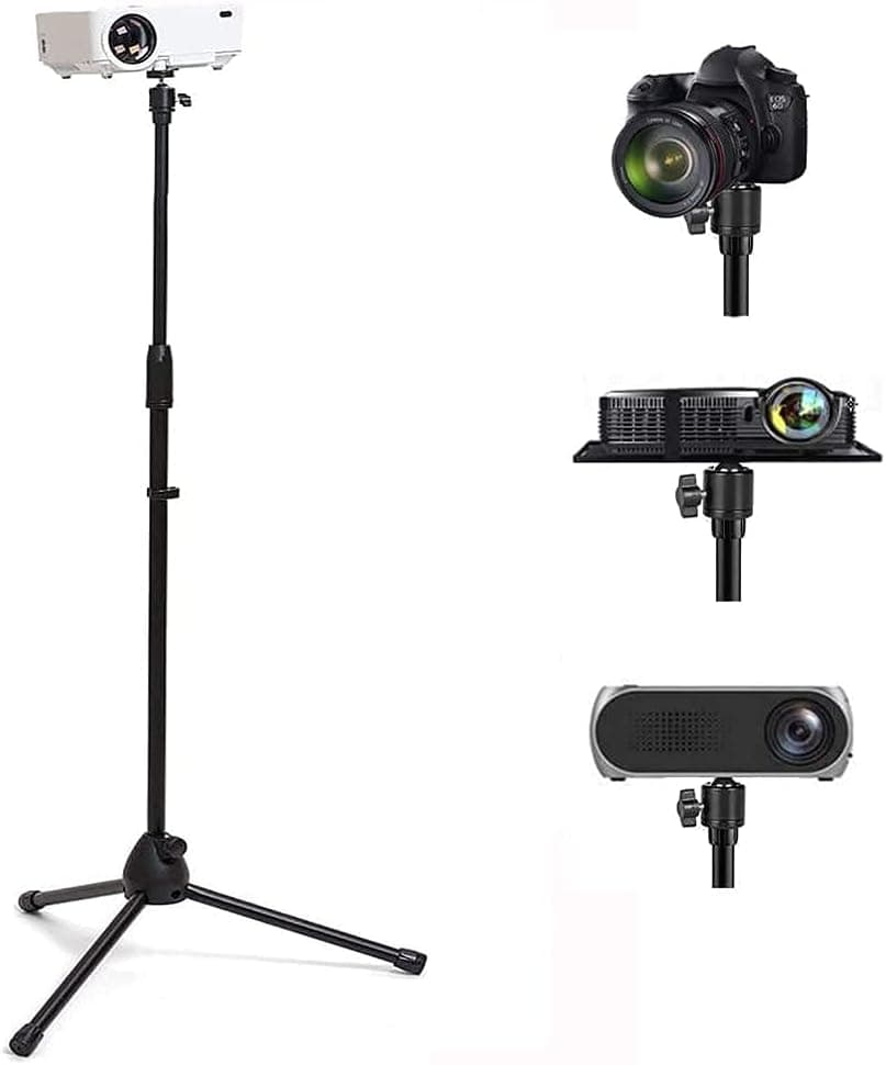 Mini Projector Tripod Stand, Adjustable 29-59 inches Tripod Floor Stand Holder with 360°Swivel Ball Head for Webcam,Small Camera,Tray,Mini Projector (Stand Only)