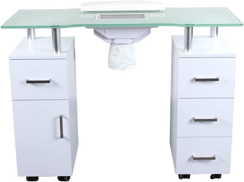 DERMALOGIC Manicure Table Glass Glow White Salon Nail Table Salon Furniture & Equipment