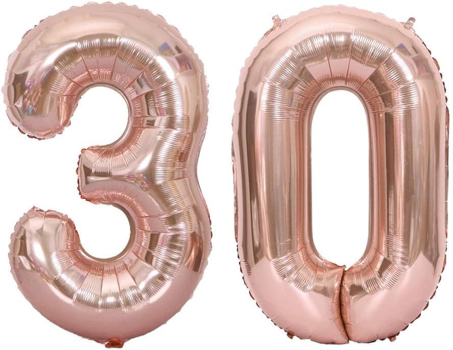 Juland Rose Gold Number 30 Balloons Large Foil Mylar Balloons 40 Inch Giant Jumbo Number Balloons for 30th Birthday Party Decorations