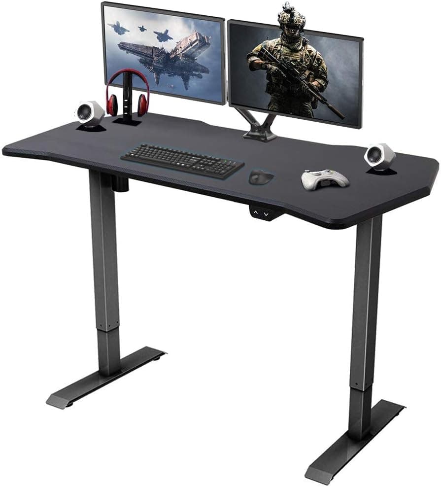 FLEXISPOT Height Adjustable PC Gaming Desk, 55 x 27 Inches, Computer Table for E-Sports Gamer, Black Frame with Game Top…