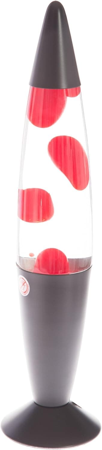 IIDSA Volcan Lava Lamp with Red Liquid Wax and Black Base 16 inch Decorative Table Lamp for Any Area of Your Home
