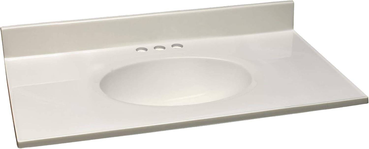 Design House 586297 Cultured Marble Vanity Top 37x19, White on White