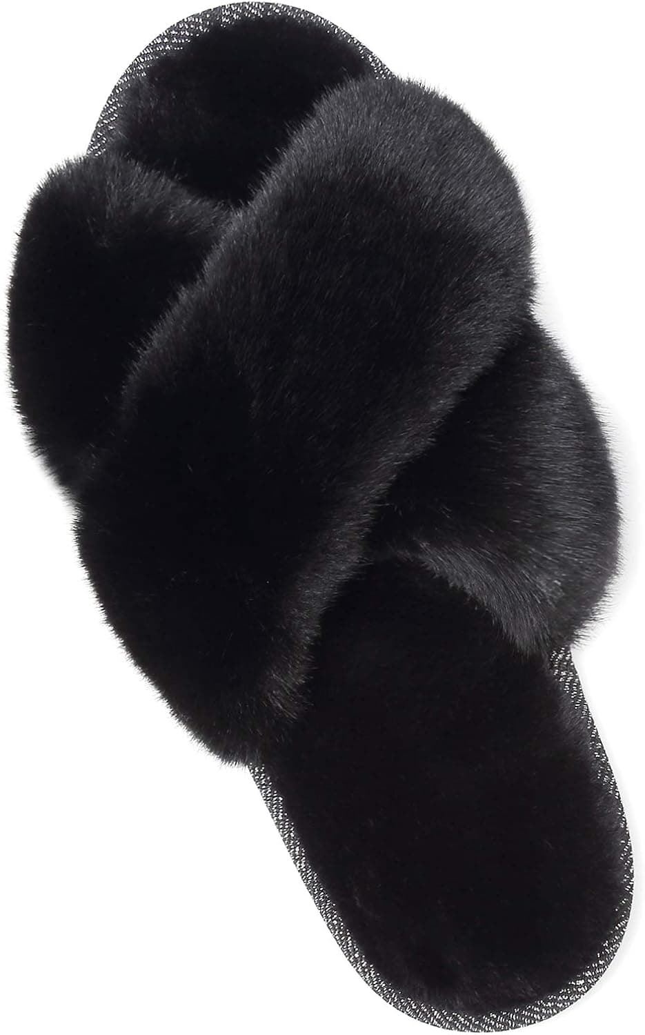 Slippers for Women Open Toe Indoor Cross Band Fuzzy House Shoes Soft and Fluffy Cozy Slide Sandals