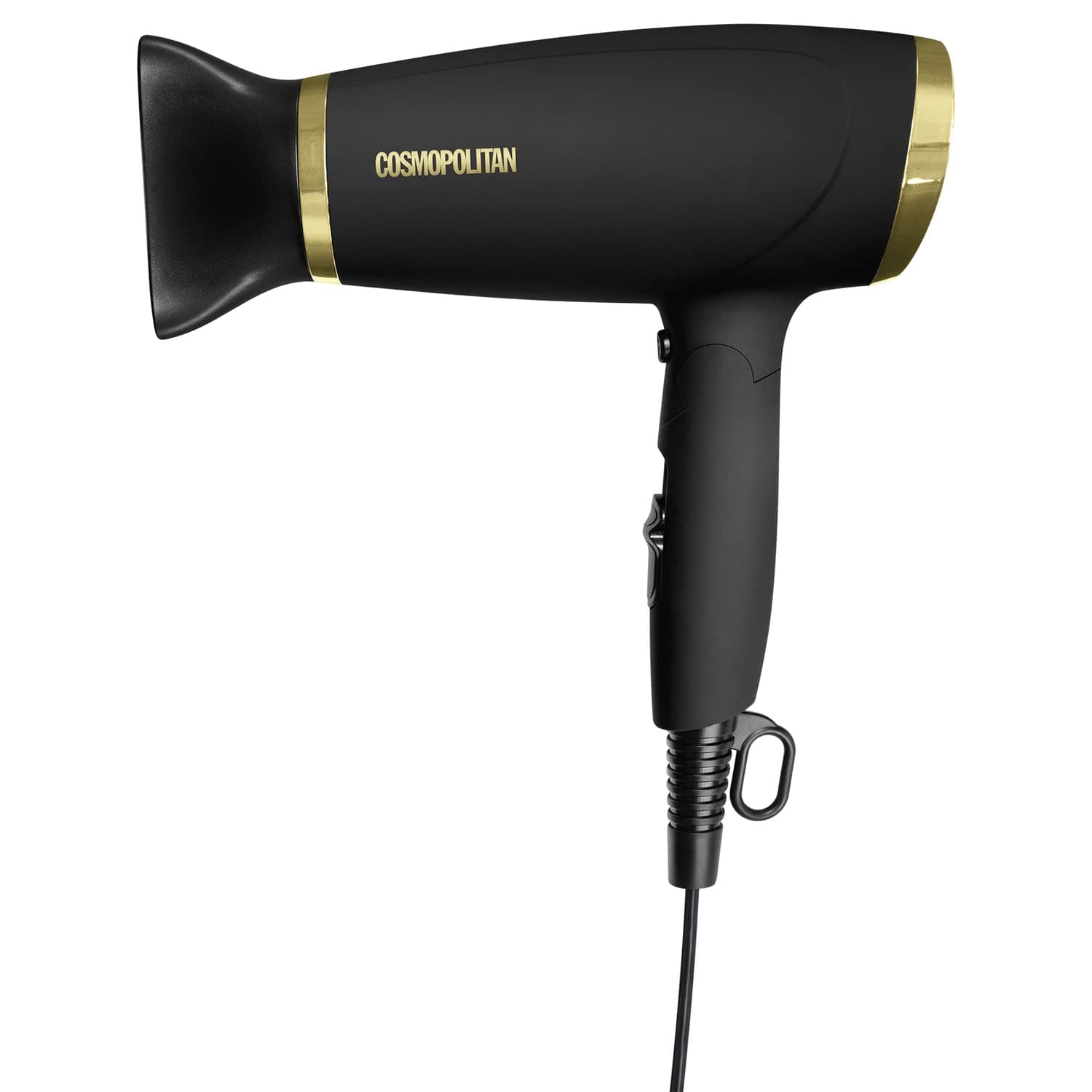 Cosmopolitan Full Sized Ionic Blow Dryer, Home & Travel Hairdryer with Foldable Handle, 2 Speed Settings, Powerful High Speed Hair Dryer, Electric Beauty & Personal Care Tool - Black & Gold