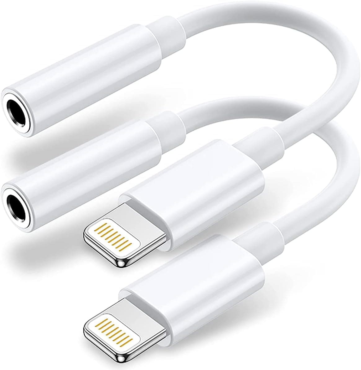 2 Pack Lightning to 3.5mm Headphone Jack Adapter【Apple MFi Certified】 iPhone to 3.5mm Audio Aux Jack Adapter Dongle Cable Converter Compatible with iPhone 14/13/12/11/X/8/7-Support All iOS, White