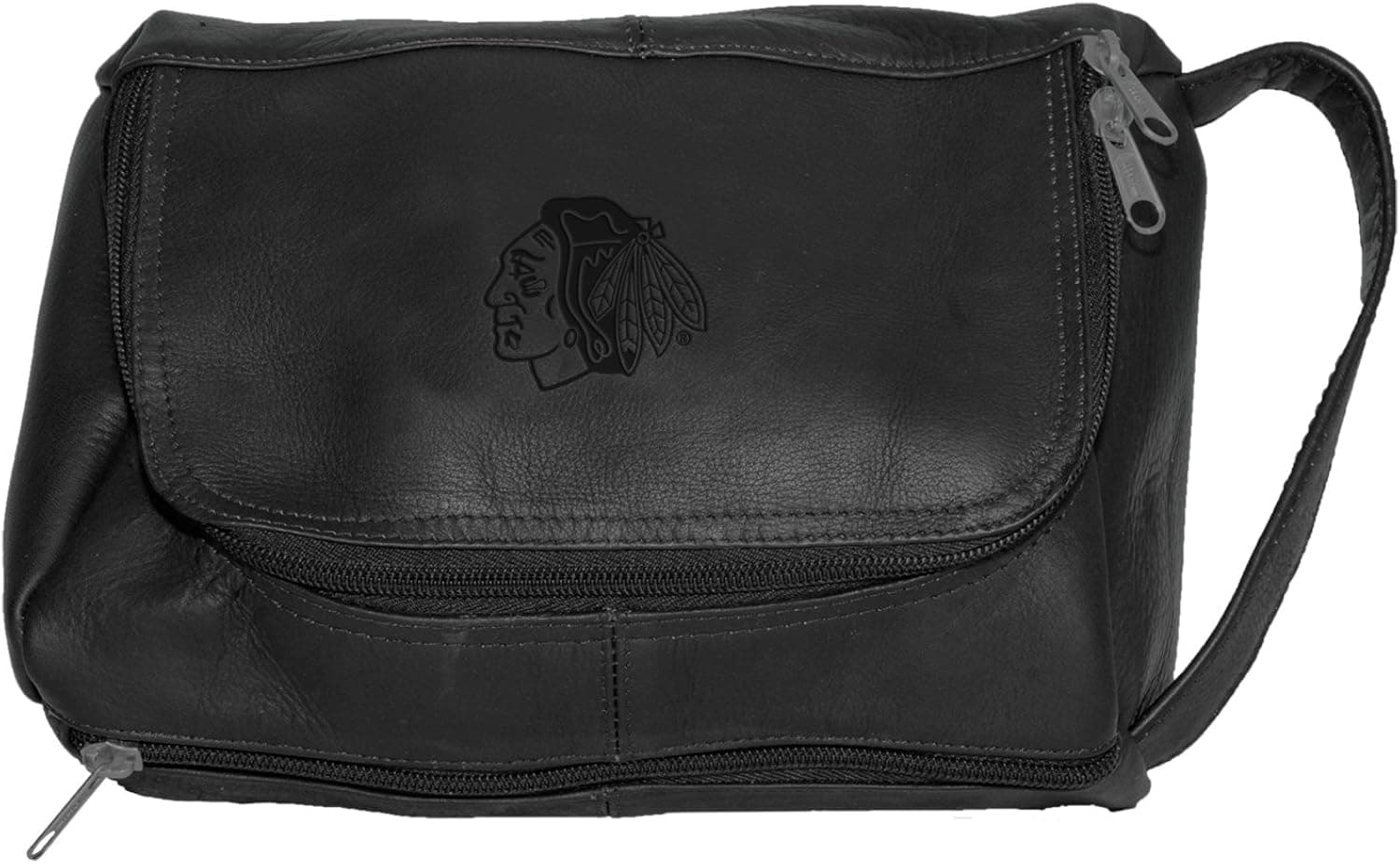 NHL Pangea Black Leather Deluxe Shaving Bag