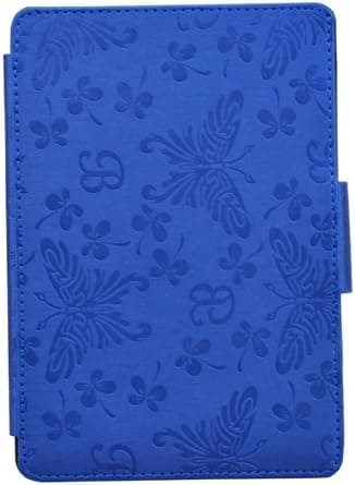 Butterfly Leather Cover Sleeve Case with Sleep Mode for Amazon Kindle Paperwhite 3G WiFi (Blue)