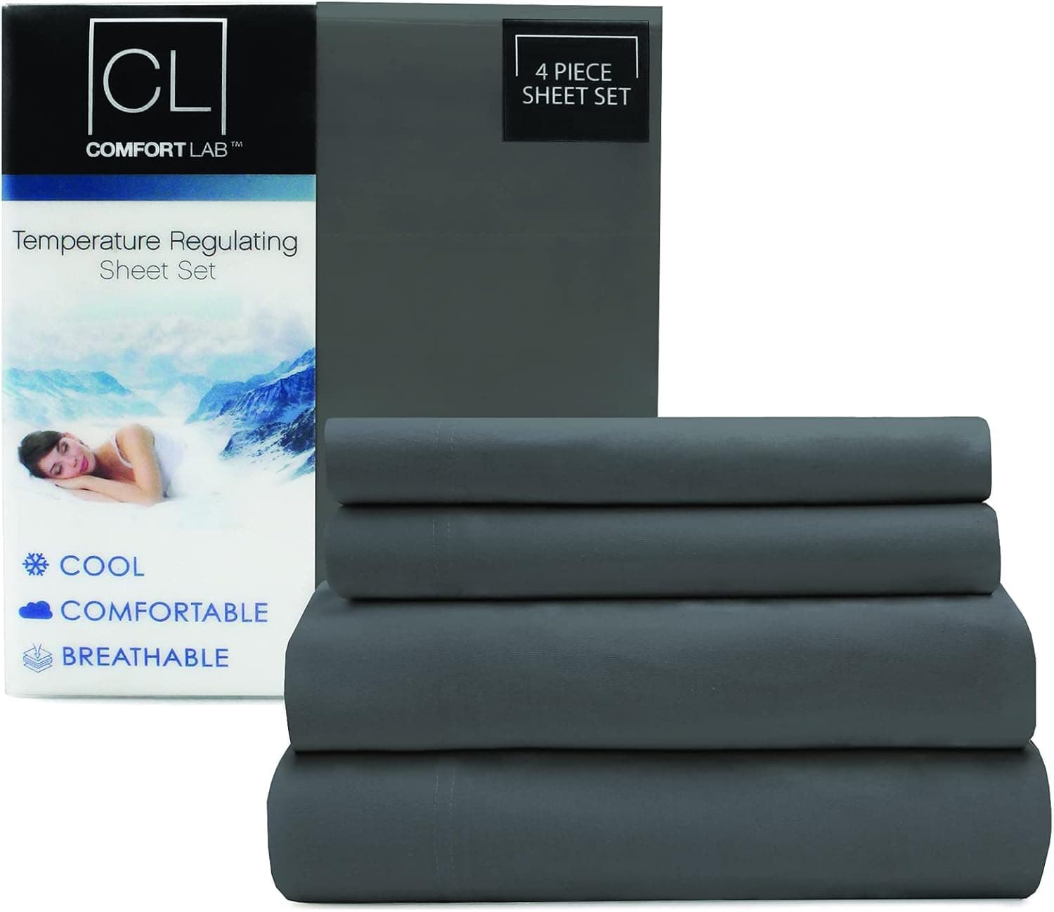 Posh Home Comfort Lab Twin-Size Sheet Sets, Ultra-Soft Charcoal Sheets, Cooling Bed Sheets - 4 Piece