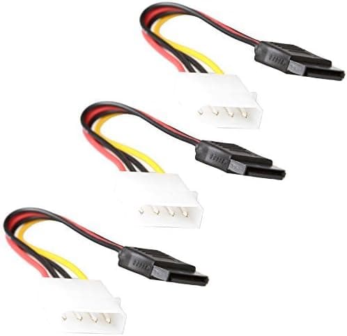 RELPER 3pcs 6-Inch/15CM 4 Pin to 15 Pin SATA Power Cable Adapter