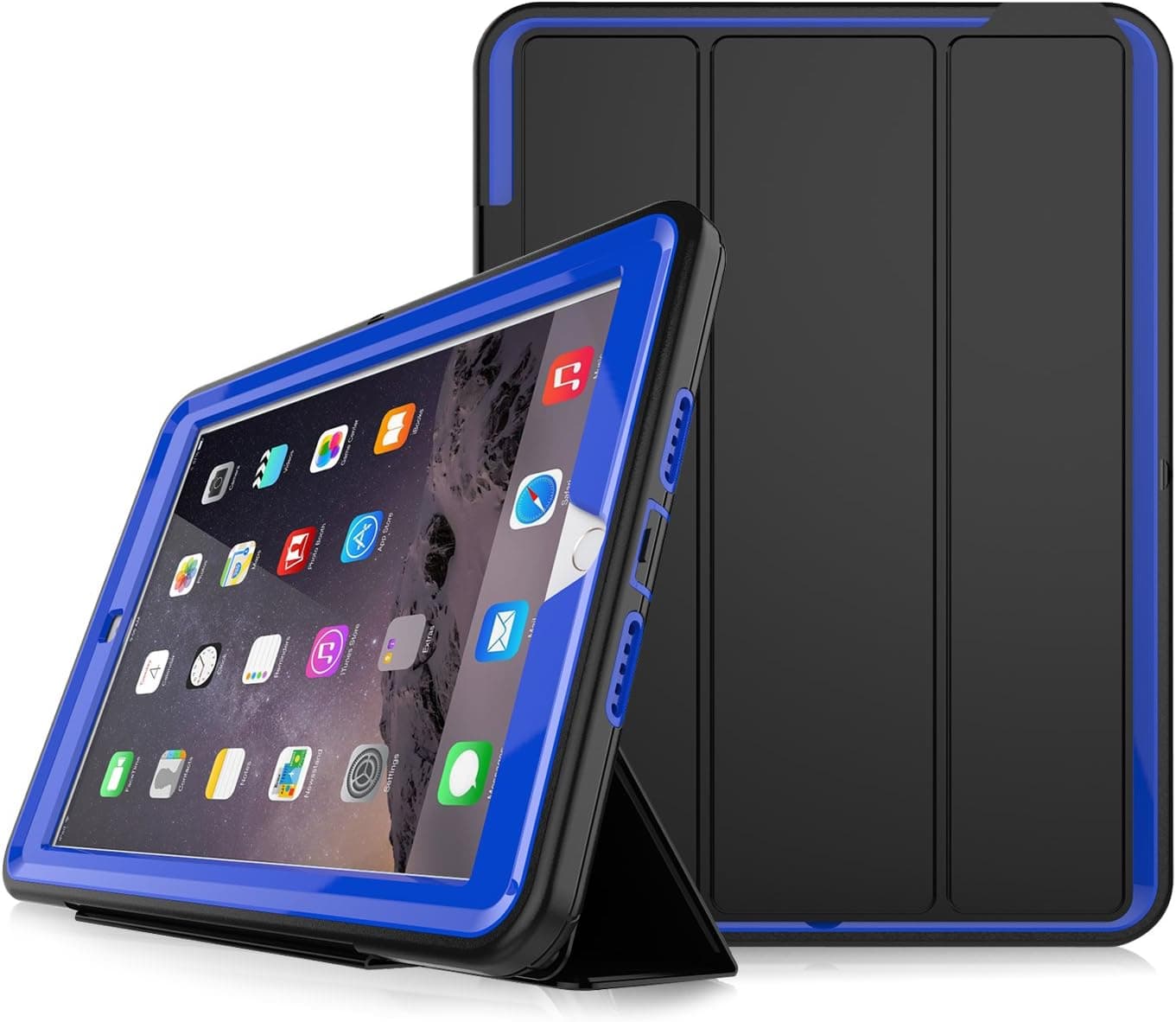 iPad 9.7 2018/2017 Case, iPad 6th Generation Case Hybrid Shockproof Rugged Drop Protection Smart Case with Auto Sleep Wake Function Full Body Protective for New iPad 9.7 inch A1893/A1954(Blue)