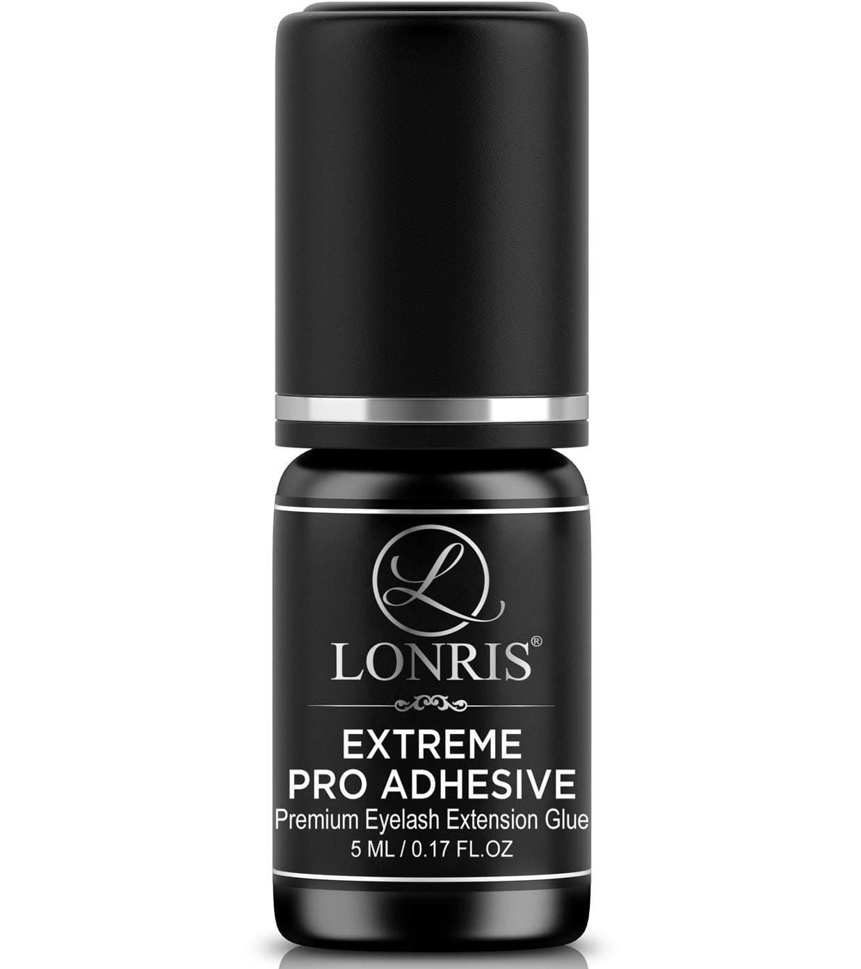 7-8 weeks Retention/ 2D-6D Russian Volume Eyelash Extension Glue/Extreme Pro Adhesive LONRIS Lash 5 ml/ 1 Sec Drying time/Maximum Bonding/Semi-Permanent Supplies/Professional Use Only Black