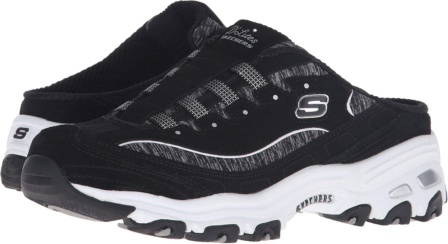Skechers Women's D'Lites Resilent Sport Sneaker Shoes, Black/White, Size 7.5