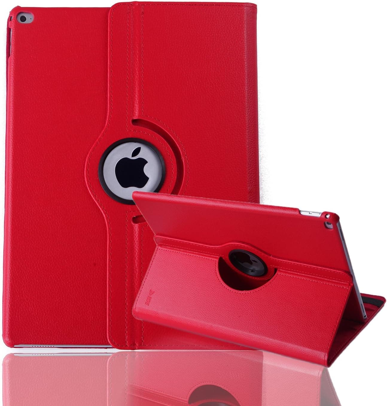 HDE iPad Pro 12.9 Inch Leather Case 360 Degree Rotating Stand Magnetic Cover [Auto Sleep Wake] for 2015 iPad Pro 12.9 (Red)