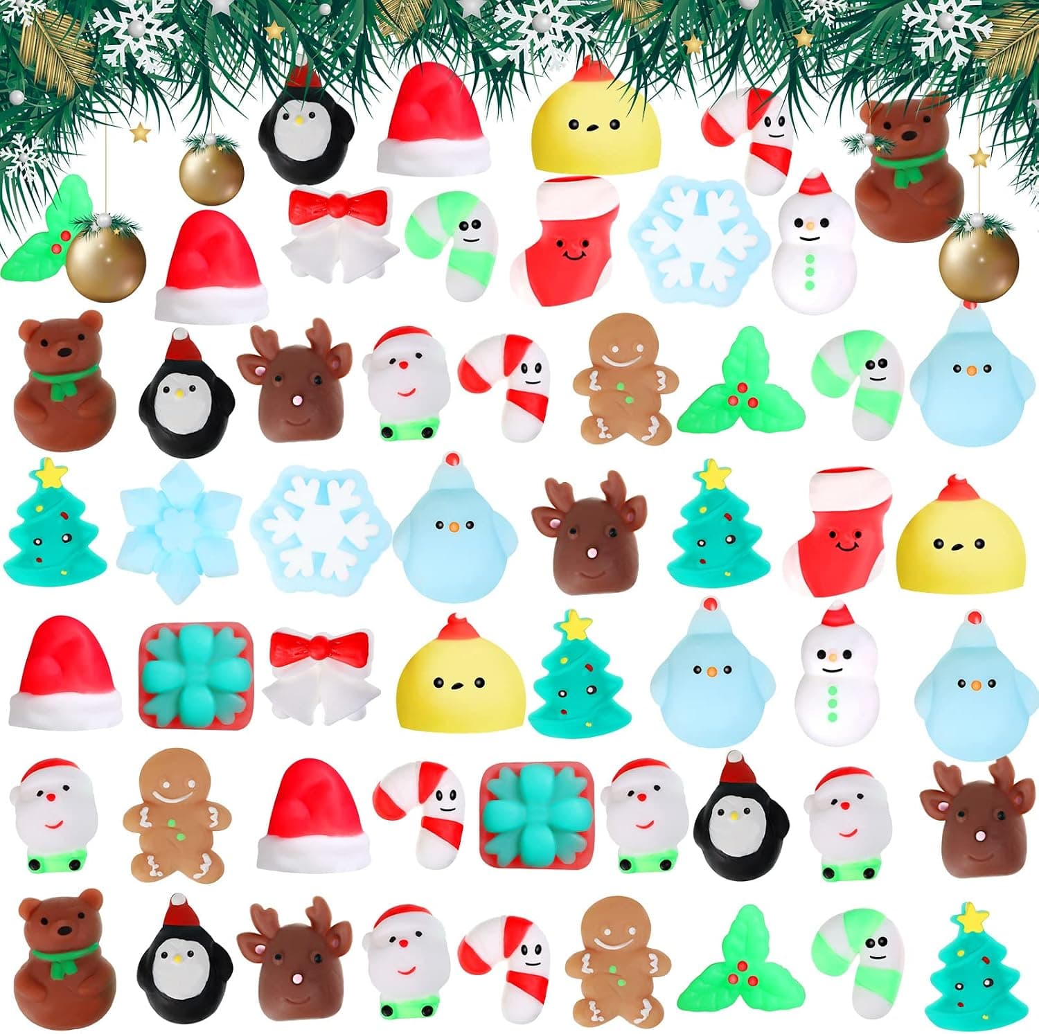 80 Pcs Christmas Squishies Toys Kawaii Squishy Slow Rising Toys for Christmas Party Favors, Mini Stress Relief Toys for Kids Gifts, Stocking Stuffers Gifts, Goodie Bags Stuffers