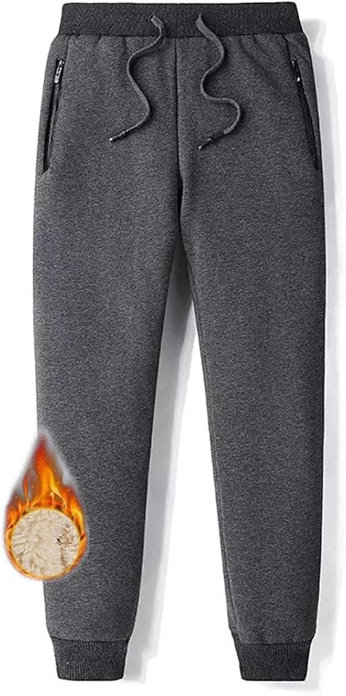 Aprsfn mens Men's Winter Thicken Sherpa Lined Outdoor Active Brushed Pants Jogger Sports