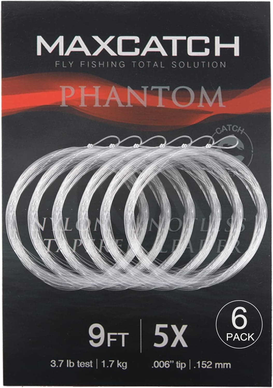 Maxcatch (5 Pack) Fly Fishing Tapered Leader: 9ft, 2X