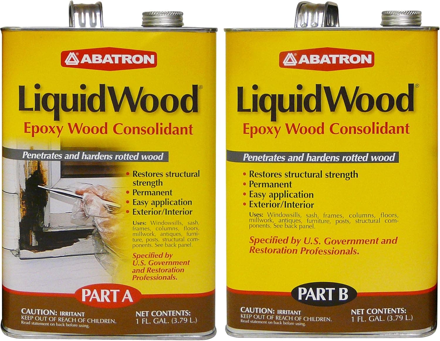 Abatron LiquidWood 2 Gallon Kit 2 Part Structural Epoxy Wood Hardener and Consolidant Resin.