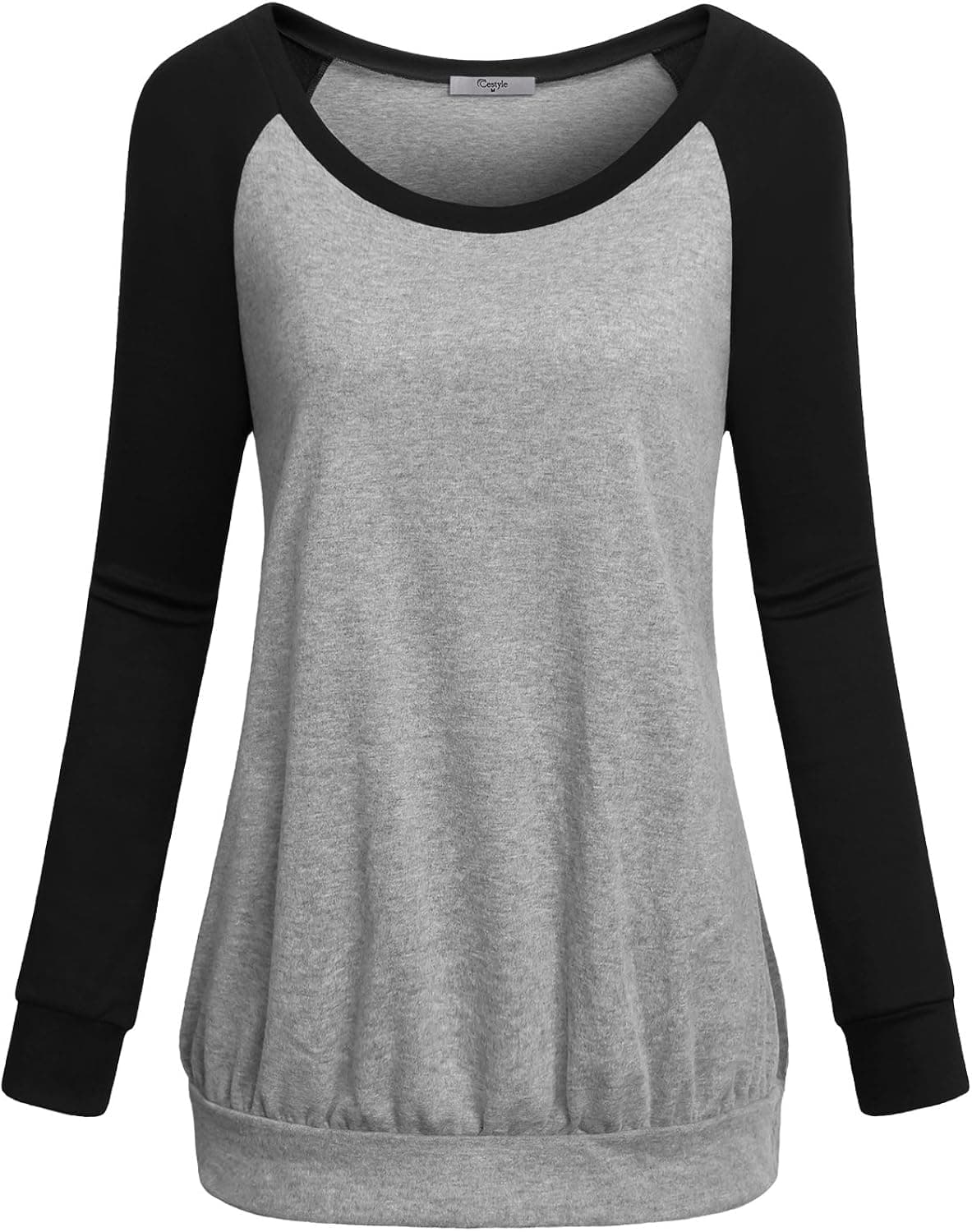 Cestyle Banded Bottom Shirts for Womens Crew Neck Long Raglan Sleeve Casual Pullover Sweatshirt