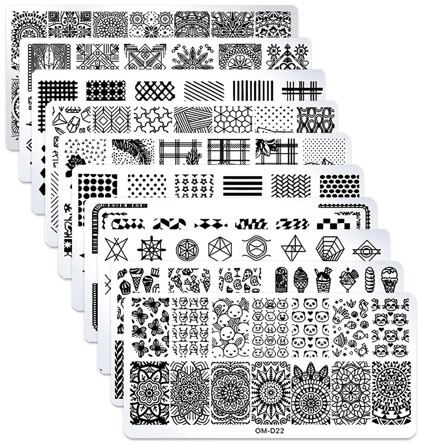 SILPECWEE 10pcs Nail Stamping Plates Nail Stamp Nail Art Plates Geometry Design Nail Stencil Manicure Templates Nail Accessories for DIY&Salon