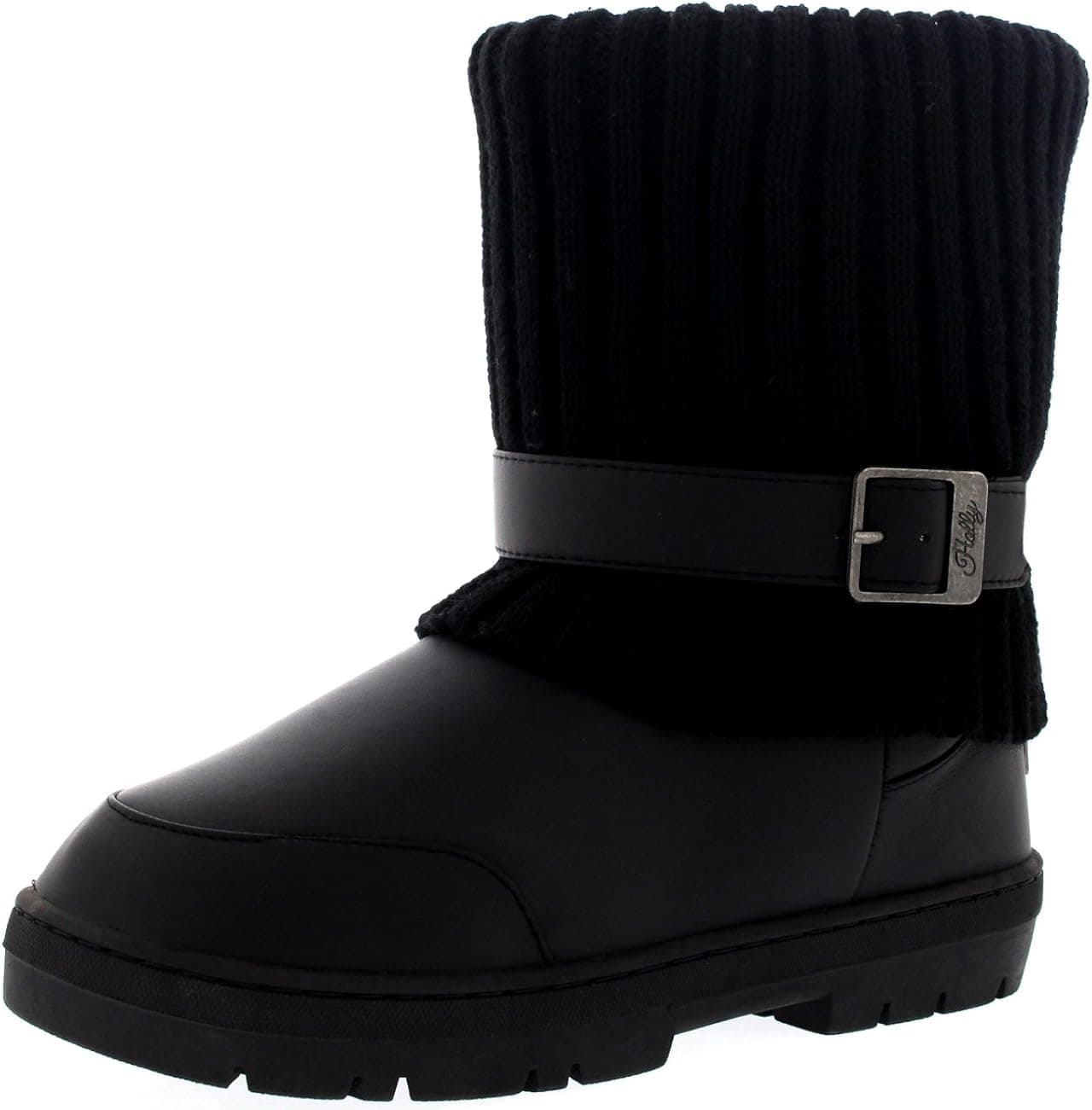 Holly Womens Knitted Cardy Buckle Strap Winter Snow Warm Boots - 8 - BLL39 EA0374